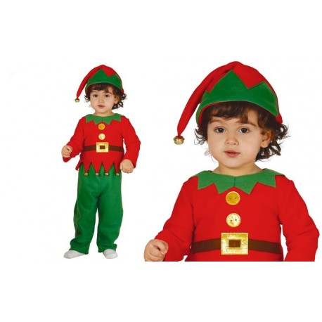 COSTUME ELFO BABY 6/12 MESI VESTITO PER TRAVESTIMENTI DI NATALE/CARNEVALE COMPLETO DI CAPPELLO/CAMICIA/PANTALONI