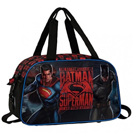 BORSONE DA VIAGGIO CON TRACOLLA SUPERMAN BATMAN CITY 40X28X22CM.70%POLIESTERE 30%PVC COD.8435306293979