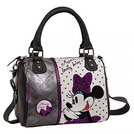 BORSA CON TRACOLLA MINNIE BOWS DISNEY ORIGINAL CON APPLICAZIONI E  DECORAZIONI 25X23X12CM.100%PU - Parole e Pensieri