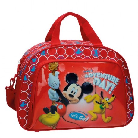 BORSA DA VIAGGIO/PALESTRA E PISCINA MICKEY E PLUTO ADVENTURE DAY DISNEY ORIGINAL 40X28X22CM.70%MICROFIBRA 30%PVC