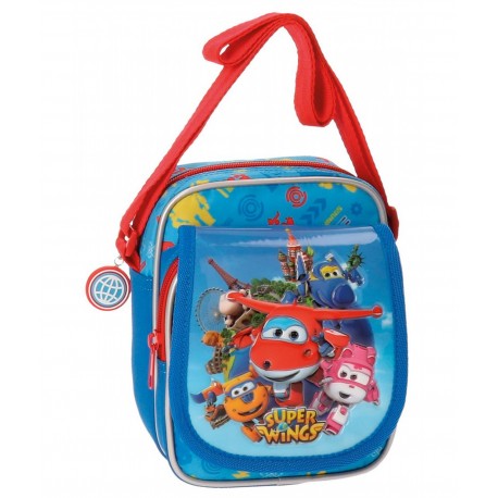 TRACOLLINA SUPERWINGS ORIGINAL 15X19X10CM.CON PATTINA 3 ZIP TASCA ANTERIORE 70% MICROFIBRA 30% PVC BLU E ROSSA