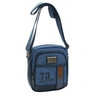 TRACOLLA PEPE JEANS MEN 73 ORIGINAL 17X22X5X10CM.COLORE BLU JEANS MULTI TASCHE 3 ZIP 805POLIESTER 20% PU