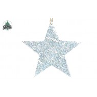 BLISTER 6 STELLE ARGENTO IN CARTONE DA 17CM.CON FILO APPENDIBILE ARTICOLI DECORATIVI PER FESTE DI NATALE E PARTY A TEMA