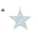 BLISTER 6 STELLE ARGENTO IN CARTONE DA 17CM.CON FILO APPENDIBILE ARTICOLI DECORATIVI PER FESTE DI NATALE E PARTY A TEMA