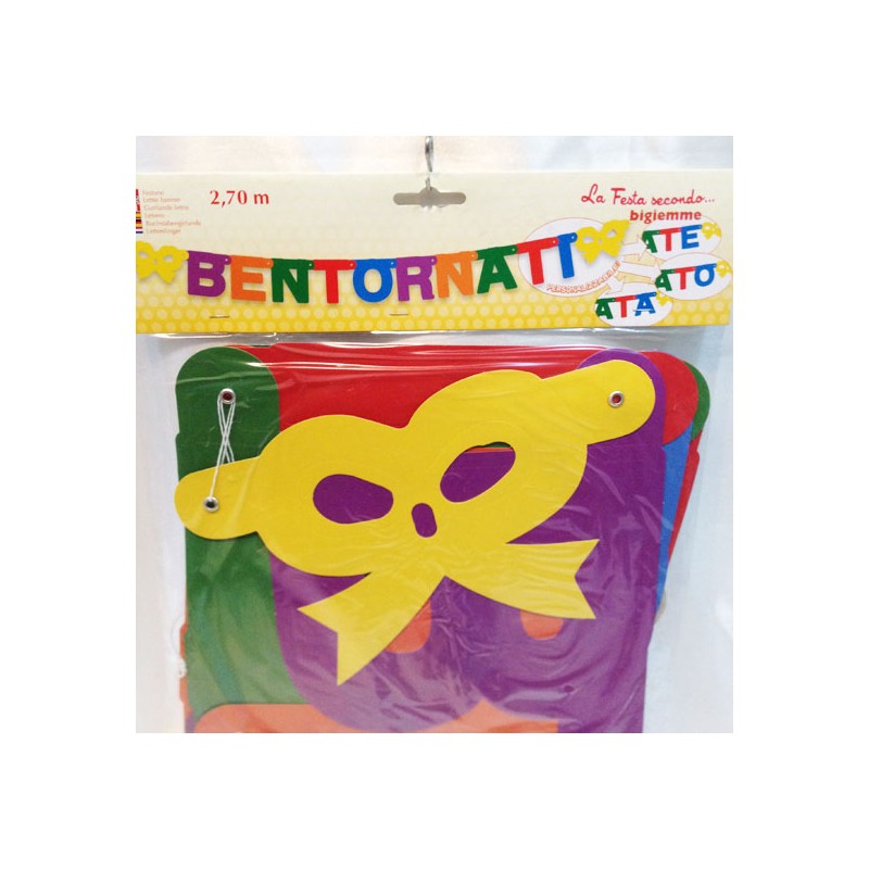 Festone Bentornato 270cm Lettere Da 25x25cm In Cartoncino Colorato Per Feste Di Bentornato Parole E Pensieri