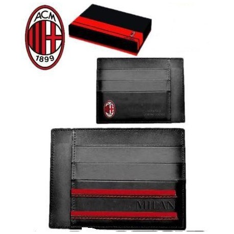 PORTA CARTE DI CREDITO PICCOLO AC MILAN 100% PELLE