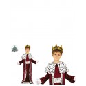 VESTITO RE MAGIO BABY 7/9 ANNI COSTUME TUNICA AMARANTO BORDATURE ARGENTO E A POIS PER TRAVESTIMENTI DI NATALE/CARNEVALE