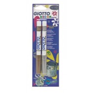 BLISTER 2 PENNARELLI GIOTTO DECOR METAL 1 ORO E 1 ARGENTO A BASE ACQUA SUPER COPRENTI MULTISUPERFICIE HOBBY SCHOOL