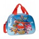 SUPERWINGS ORIGINAL BORSA DA VIAGGIO IDEALE PER/PALESTRA/PISCINA 40X28X22CM ROSSA BLU E AZZURRO 70%MICRIF.30%PVC