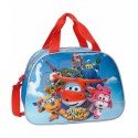 SUPERWINGS ORIGINAL BORSA DA VIAGGIO IDEALE PER/PALESTRA/PISCINA 40X28X22CM ROSSA BLU E AZZURRO 70%MICRIF.30%PVC