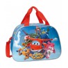 SUPERWINGS ORIGINAL BORSA DA VIAGGIO IDEALE PER/PALESTRA/PISCINA 40X28X22CM ROSSA BLU E AZZURRO 70%MICRIF.30%PVC