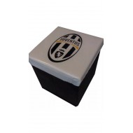 POUF ARREDO CASA CONTENITORE POGGIAPIEDI PIEGHEVOLE FC JUVENTUS 31X31X33CM.100%POLIESTER PRODOTTO UFFICIALE