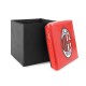 ARREDO CASA POUF CONTENITORE POGGIA PIEDI PIEGHEVOLE AC MILAN 31X31X33CM.100% POLIESTERE PRODOTTO UFFICIALE