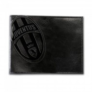 PORTAFOGLIO FC JUVENTUS ORIGINALE VERA PELLE NERO CON LOGO 2 ANTE CON PORTA SPICCIOLI DOCUMENTI E CARTE DI CREDITO