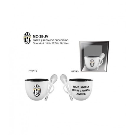 TAZZA JUMBO FC JUVENTUS PRODOTTO UFFICIALE IN CERAMICA CON CUCCHIAINO