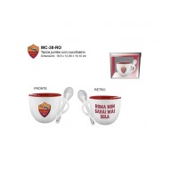 TAZZA JUMBO AS ROMA PRODOTTO UFFICIALE IN CERAMICA CON CUCCHIAINO