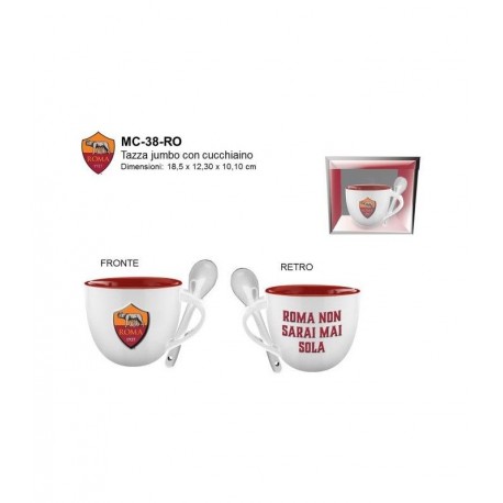 TAZZA JUMBO AS ROMA PRODOTTO UFFICIALE IN CERAMICA CON CUCCHIAINO