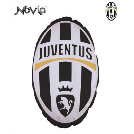 CUSCINO SAGOMATO FC JUVENTUS ORIGINALE 42X25X15CM.NERO CON LOGO A RILIEVO PRODOTTO UFFICIALE 100% POLIESTERE