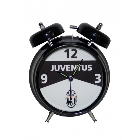 OROLOGIO SVEGLIA 2 CAMPANE FC JUVENTUS ORIGINAL IN METALLO BIANCA 15X12X6CM. PRODOTTO UFFICIALE NEMESI ITALY