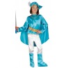 COSTUME CARNEVALE PRINCIPE AZZURRO 3/4 ANNI VESTITO COMPLETO CAPPELLO/TUNICA/MANTELLO/CINTURONE/COPRISTIVALI POLIESTER