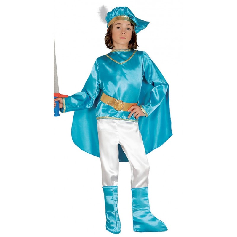 COSTUME CARNEVALE PRINCIPE AZZURRO 5/6 ANNI VESTITO COMPLETO