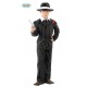 COSTUME CARNEVALE GANGSTER BABY 5/6 ANNI VESTITO COMPLETO GIACCA/PANTALONE/CAPPELLO A STRISCIE/CRAVATTA E PISTOLA