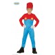 COSTUME CARNEVALE MACCHINISTA DI TRENO SUPER MARIO BABY 5/6 ANNI VESTITO 2 PEZZI COMPLETO DI TUTA CON MAGLIA E CAPPELLO