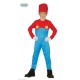 COSTUME CARNEVALE MACCHINISTA DI TRENO SUPER MARIO BABY 10/12 ANNI VESTITO 2 PEZZI COMPLETO TUTA CON MAGLIA E CAPPELLO