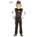 COSTUME F.B.I.BABY 10/12 ANNI VESTITO PER FESTE TRAVESTIMENTI DI CARNEVALE COMPLETO DI CAPPELLO/CAMICIA GILET/PANTALONE