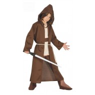 COSTUME CARNEVALE MAESTRO STARWARS 7/9 ANNI VESTITO SOLO TUNICA CON CAPUCCIO/CINTURA/E SPADA SONORA LUMINOSA 68CM