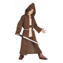 COSTUME CARNEVALE MAESTRO STARWARS 7/9 ANNI VESTITO SOLO TUNICA CON CAPUCCIO/CINTURA/E SPADA SONORA LUMINOSA 68CM