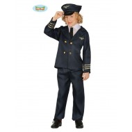 COSTUME PER TRAVESTIMENTI DI CARNEVALE PILOTA AEREO BABY 10/12 ANNI VESTITO COMPLETO DI CAPPELLO/GIACCA/PANTALONE