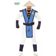 COSTUME CARNEVALE E FESTE A TEMA CINESE KUNG FU TAGL.UNICA VESTITO COMPLETO DI TUTA CON CINTURA E GILET 100%POLIESTER