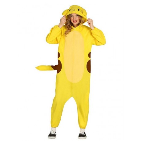 COSTUME CARNEVALE CHINCHILLA ELECTRIK POKEMON PIKACHU TAGLIA UNICA ADULTI VESTITO COMPLETO DI CAPUCCIO C.84623 GUIRCA