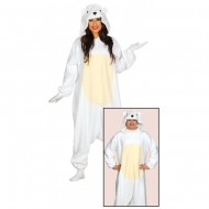 VESTITO COSTUME CARNEVALE ORSO POLARE BIANCO TAGLIA UN ADULTI TUTA CON CAPUCCIO 100%POLIE.COD 84585 GUIRCA 8434077845851