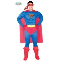 COSTUME CARNEVALE SUPER HEROE SUPERMAN ADULTO TAGLIA UNICA VESTITO COMPLETO TUTA IMBOTTITA/MANTELLO/CINTURA C.80764