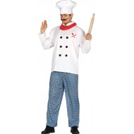 VESTITO CARNEVALE CUOCO/CHEF ADULTO TAGL.UN COSTUME COMPLETO DI CAPPELLO/FOULARD/GIACCA/PANTALONI GUIRCA C.84400