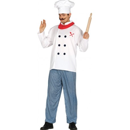 VESTITO CARNEVALE CUOCO/CHEF ADULTO TAGL.UN COSTUME COMPLETO DI CAPPELLO/FOULARD/GIACCA/PANTALONI GUIRCA C.84400