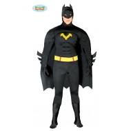 COSTUME CARNEVALE BLACK HERO BATMAN ADULTO VESTITO COMPLETO TUTA/MASCHERA CON MANTELLO/CINTURA.GUIRCA COD.80767