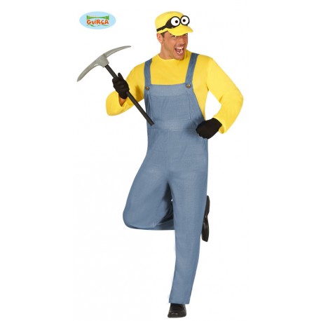 COSTUME CARNEVALE ADULTO MINATORE TAGL UN MINIONS CARNEVALE. TUTA CON MAGLIA/CAPPELLO E OCCHIALINI.CO.80972 GUIRCA