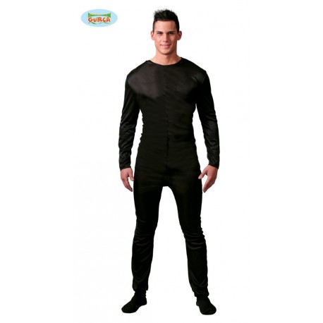 TUTA ELASTICIZZATA NERA SPANDEX TAGLIA UNICA UOMO PER SOTTO VESTITO E TRAVESTIMENTI CARNEVALE E PARTY VARI COD.80788