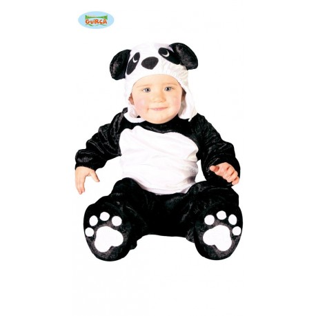 VESTITO CARNEVALE PANDA BABY 6/12 MESI COSTUME COMPLETO DI TUTA/CAPUCCIO/PIEDI COD.82626 POLIESTERE GUIRCA 8434077826263