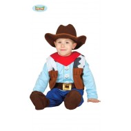 VESTITO CARNEVALE COWBOY BIMBO 6/12 MESI COSTUME COMPLETO DI TUTA INTERA CON GILET/CAPPELLO/ E SCARPETTE GUIRCA C.83304