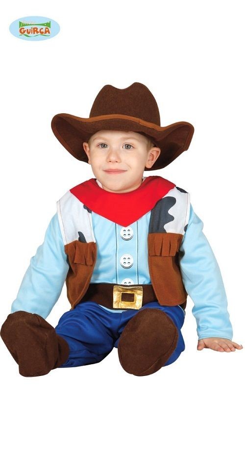 VESTITO CARNEVALE COWBOY BIMBO 6/12 MESI COSTUME COMPLETO DI TUTA INTERA  CON GILET/CAPPELLO/ E SCARPETTE GUIRCA C.83304 - Parole e Pensieri