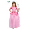 COSTUME CARNEVALE PRINCIPESSA DI BALLO 7/9 ANNI VESTITO ROSA CON BACCHETTA MAGICA PER FESTE E TRAVESTIMENTI VARI GUIRCA