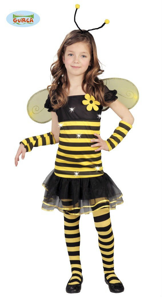 COSTUME CARNEVALE APE BAMBINA 5/6 ANNI VESTITO COMPLETO DI CERCHIETTO  ANTENNE/ALI E MANICHE COPRIBRACCIA GUIRCA C.82683 - Parole e Pensieri