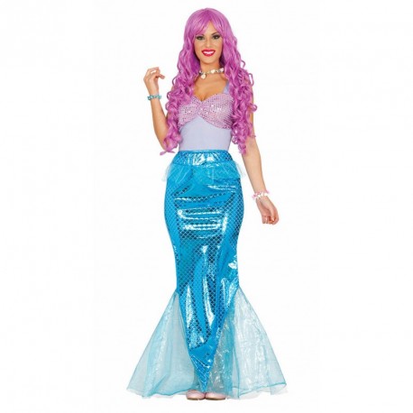 COSTUME CARNEVALE SIRENA ADULTA TAGLIA M VESTITO COMPLETO DI TOP PAILLETTES E GONNA LUNGA COD 84583 GUIRCA 8434077845837