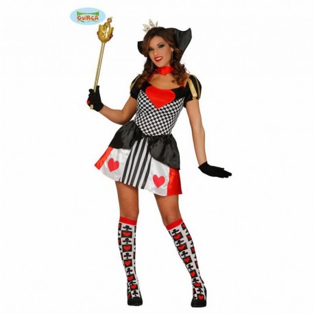 COSTUME CARNEVALE REGINA DI CUORI TAGLIA M VESTITO CORTO CON COPRICOLLO PER TRAVESTIMENTI VARI COD 84385 GUIRCA