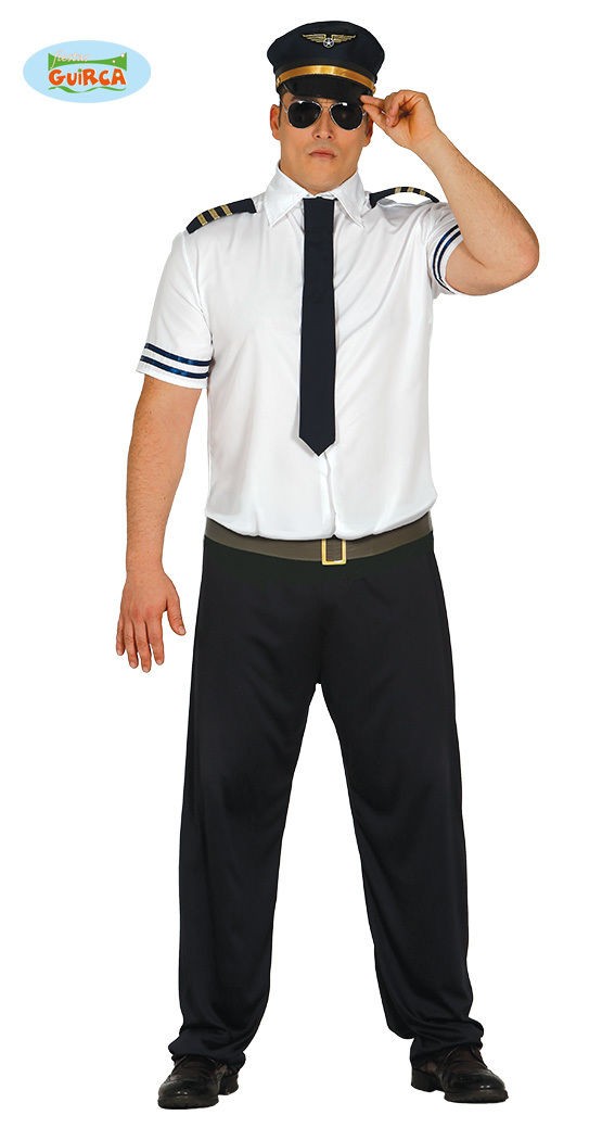 COSTUME CARNEVALE COMANDANTE PILOTA AEREO VESTITO TAGL UN COMPLETO DI  CAPPELLO/CRAVATTA/CAMICIA/CINTURA/PANTALONI - Parole e Pensieri