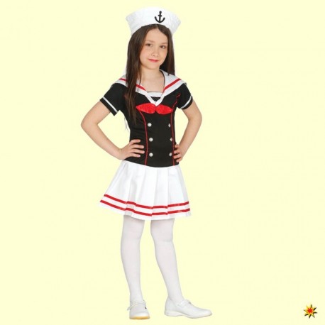 COSTUME CARNEVALE MARINAIO BAMBINA 7/9 ANNI VESTITO COMPLETO DI CAPPELLO 100%POLIESTER COD 85932 GUIRCA 8434077859322